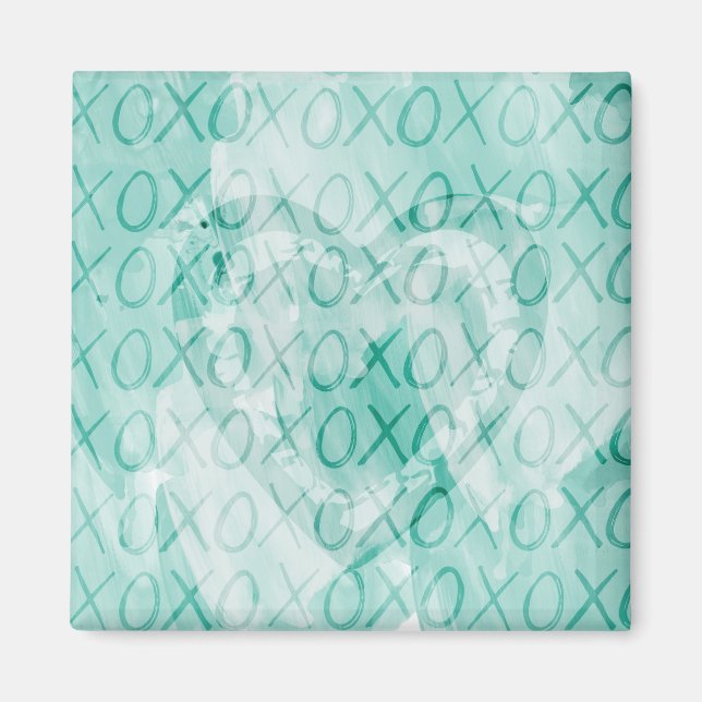 Inspirational Mint XOXO Kärlek Magnet (Framsidan)