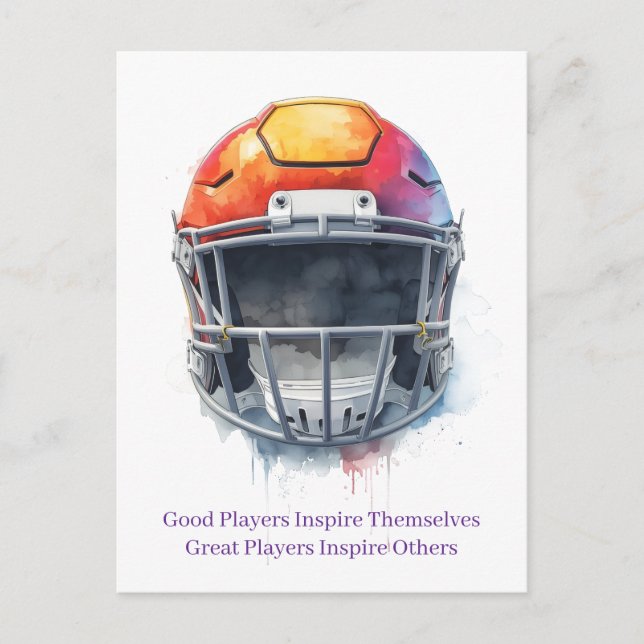 Inspirational Motivational Football Helmet  Helg Vykort (Framsida)