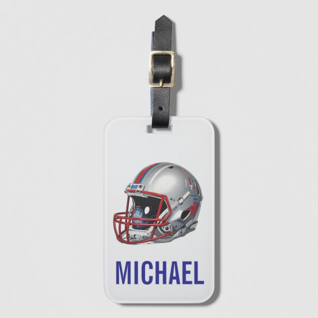 Inspirational Motivational Football Helmet Name Bagagebricka (Framsida vertikal)