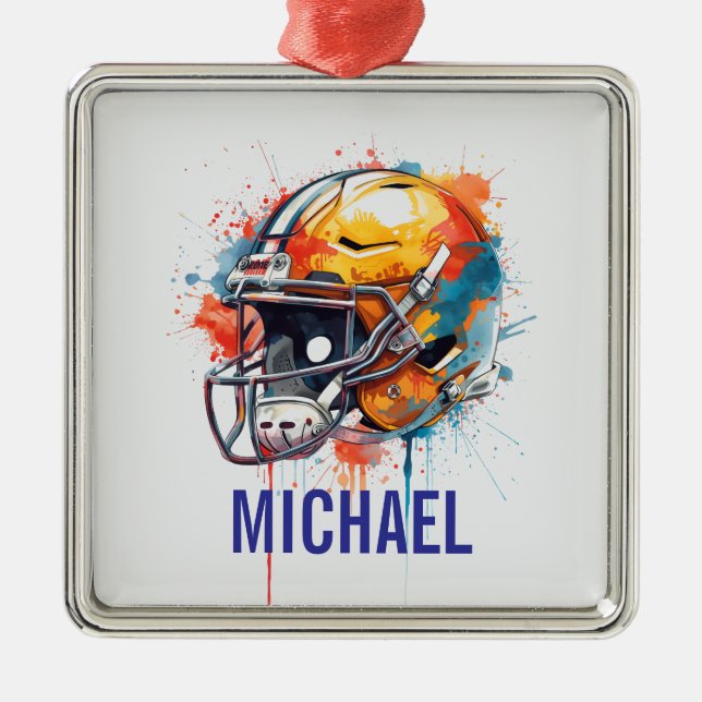 Inspirational Motivational Football Helmet Name Julgransprydnad Metall (Framsidan)