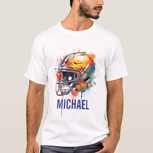 Inspirational Motivational Football Helmet Name T Shirt (Framsida)