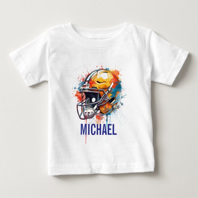 Inspirational Motivational Football Helmet Name T Shirt (Framsida)
