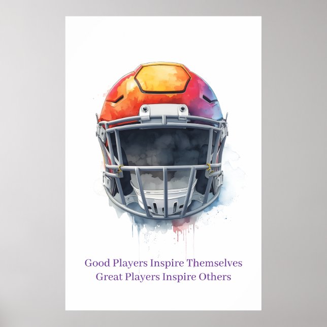 Inspirational Motivational Football Helmet  Poster (Framsidan)