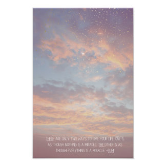 Inspirational Motivational Rumi Quote Stars Clouds Fototryck