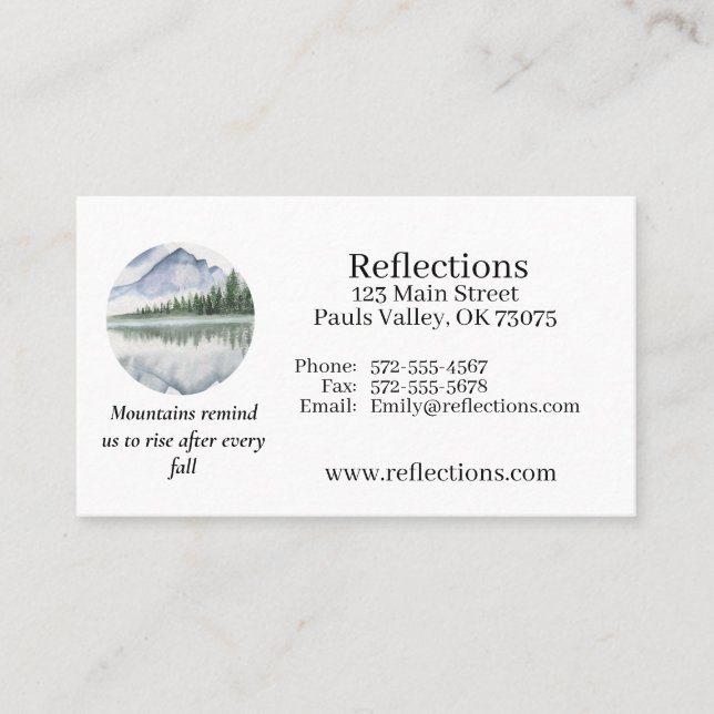Inspirational Mountain Scene Business Card Visitkort (Framsida)