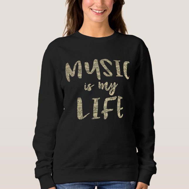 Inspirational Music is my Life Musical Notes T Shirt (Framsida)