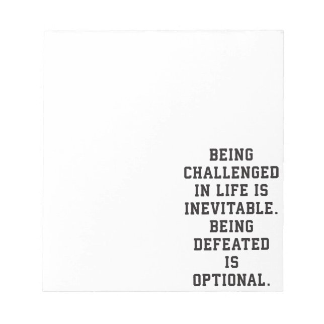 Inspirational Ord - Challenge vs Defeat Anteckningsblock (Framsida)