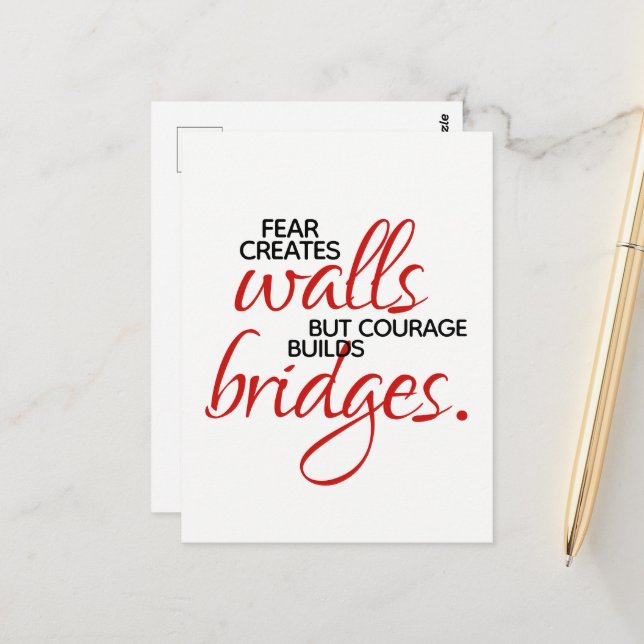Inspirational Ord Courage Bygger Bridges Vykort (Fram/Back In Situ)