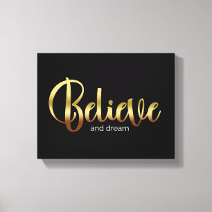 Inspirational Ord Golden Tro och Dream Canvastryck