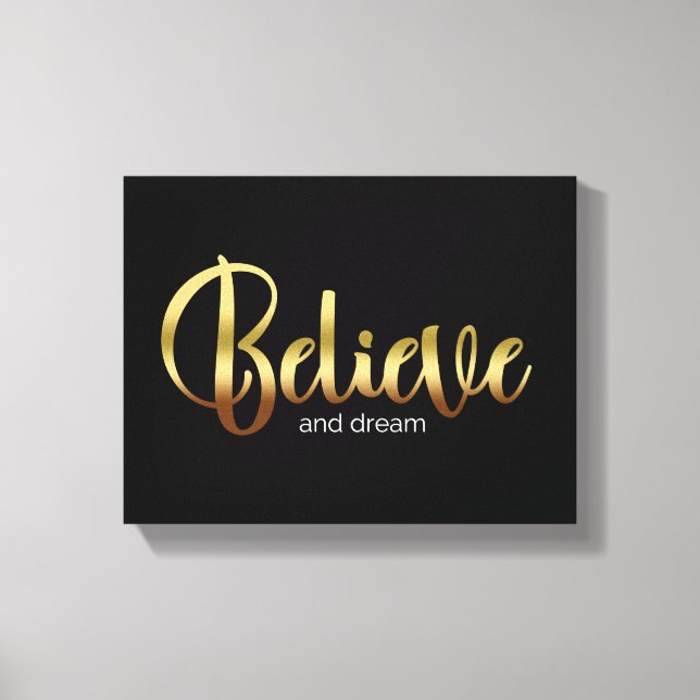 Inspirational Ord Golden Tro och Dream Canvastryck (Framsida)