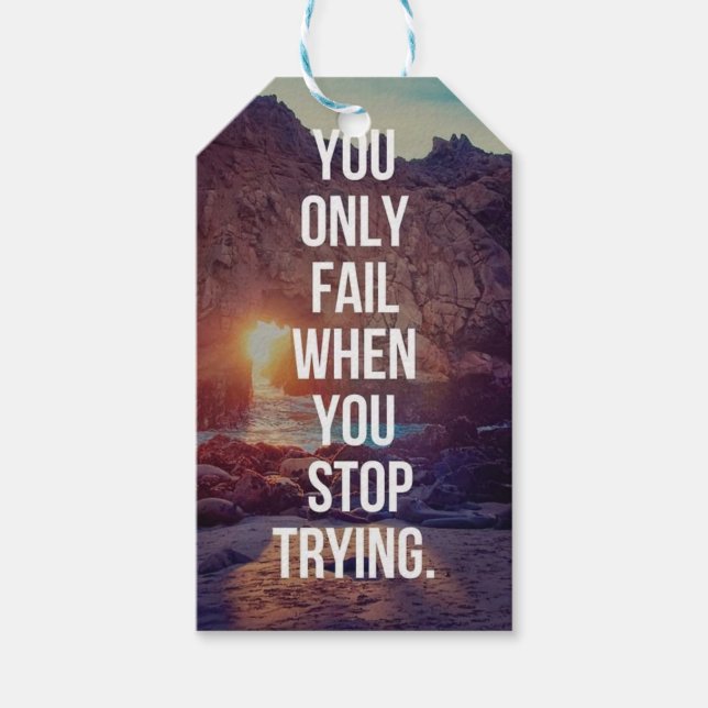 Inspirational Ord - Misslyckas när du slutar försö Presentetikett (Framsidan)