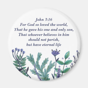 Inspirational Påsk Bible Verse John 3:16 Blommigt Magnet