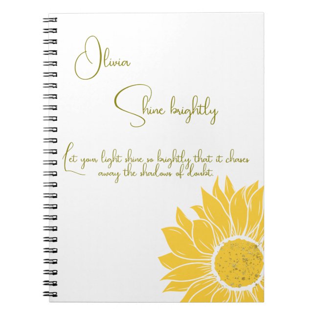 Inspirational personlig Shine Brighly Girl Anteckningsbok (Framsidan)