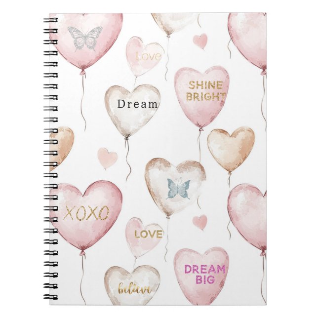 Inspirational Pink Cream Hearts Anteckningsbok (Framsidan)