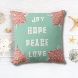 Inspirational Poinsettia Joy Hope Peace Love Kudde