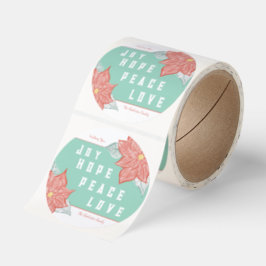 Inspirational Poinsettia Joy Hope Peace Love Runt Klistermärke