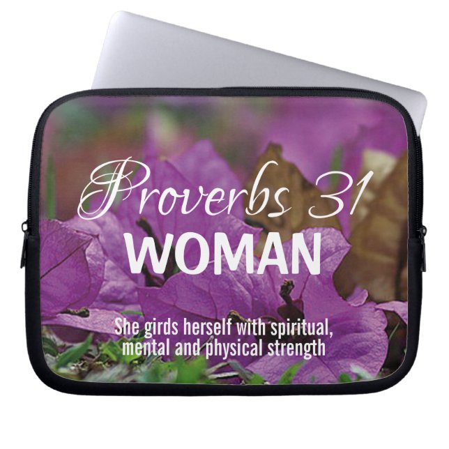 Inspirational Proverbs 31 Woman STRENGTH Laptop Fodral (Framsidan)