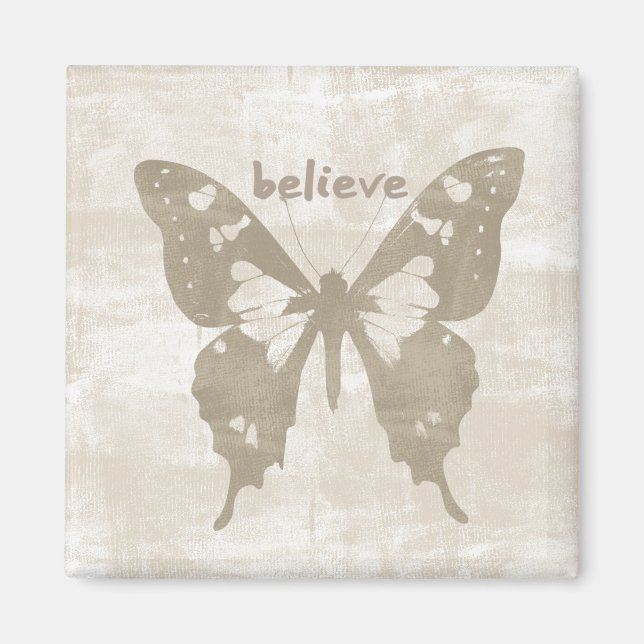 Inspirational Quote Cream Tro Butterfly Magnet (Framsidan)