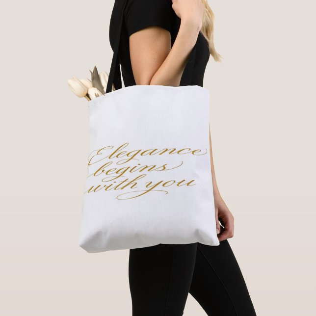 Inspirational Quote in Calligraphy: Tote Bag Tygkasse (Närbild)