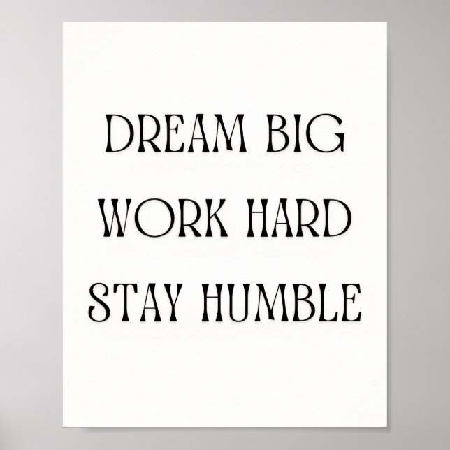 Inspirational Quote Wall Art - Dream Big Work Hard Poster (Framsidan)