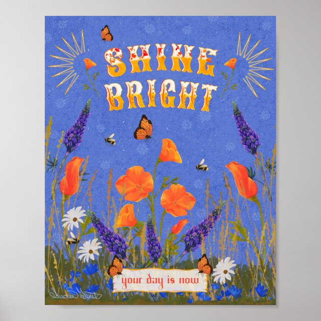 Inspirational Quote WildblommPoppies California Poster (Framsidan)