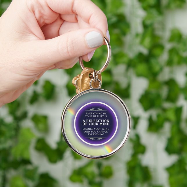 Inspirational Rainbow Rund Silverfärgad Nyckelring (Hand)