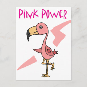 Inspirational Rosa Power Flamingo Bird Vykort