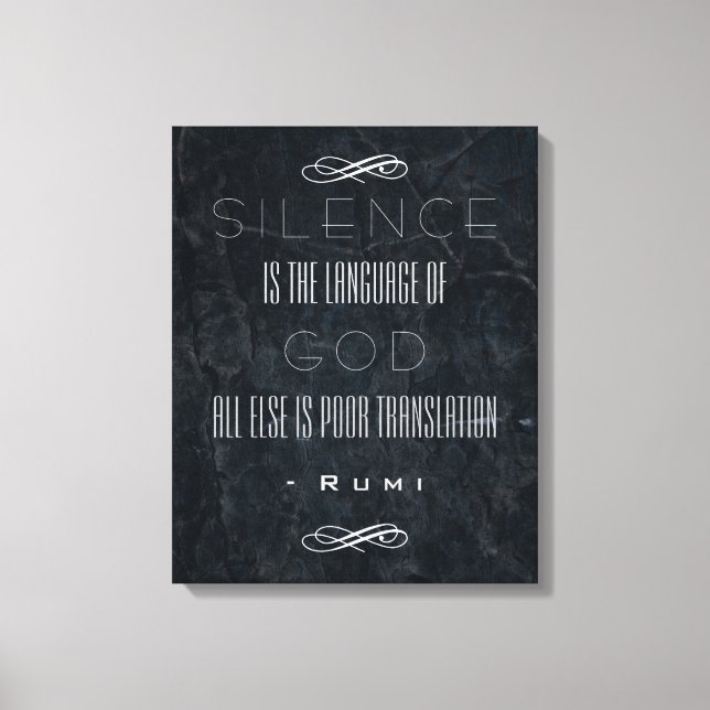 Inspirational Rumi Quote om tystnad och Gud Canvastryck (Framsida)