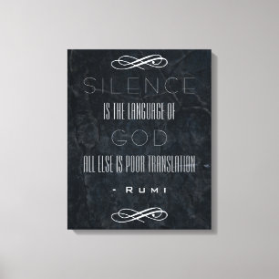 Inspirational Rumi Quote om tystnad och Gud Canvastryck