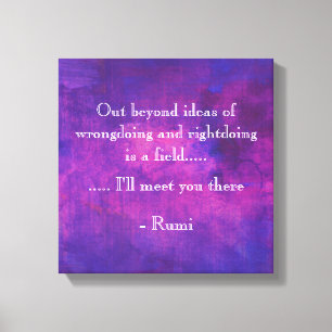 Inspirational Rumi Quote på Lila Abstrakt Canvastryck