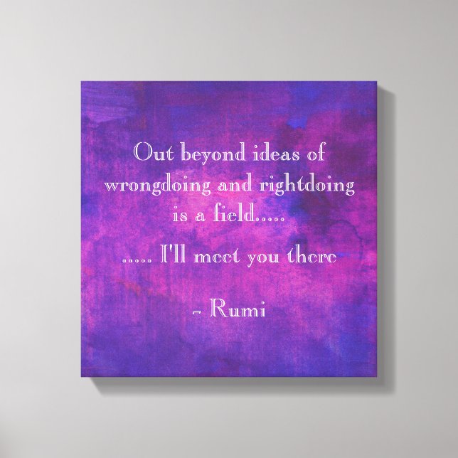 Inspirational Rumi Quote på Lila Abstrakt Canvastryck (Framsida)