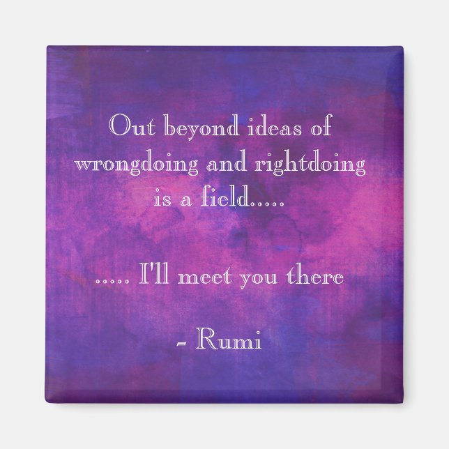 Inspirational Rumi Quote på Lila Abstrakt Magnet (Framsidan)