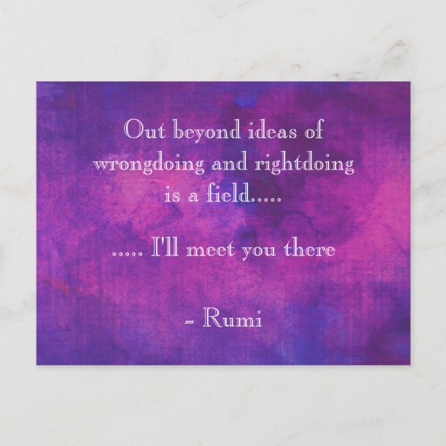 Inspirational Rumi Quote på Lila Abstrakt Vykort (Framsida)