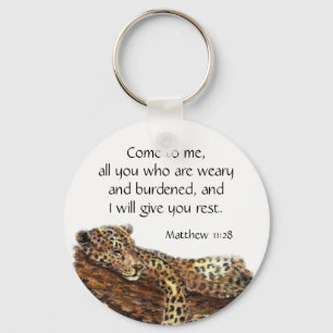 Inspirational Scripture Matthew 11:28 Nyckelring