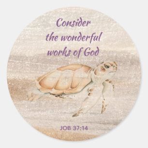 Inspirational Scripture Quote Sea Turtle Animal Runt Klistermärke