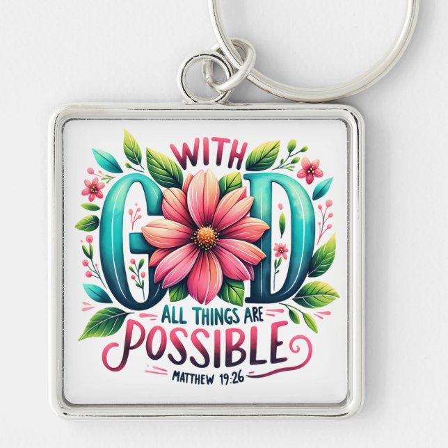 Inspirational Self Kärlek Fyrkantig Silverfärgad Nyckelring (Framsidan)
