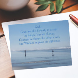 Inspirational Serenity Prayer Beach Walkers Vykort