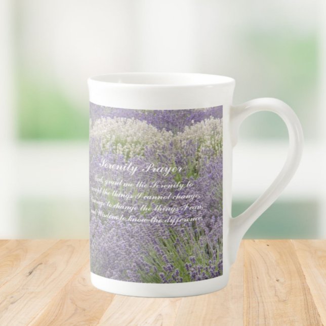 Inspirational Serenity Prayer Lavender Garden Benporslin Mugg (In Situ)