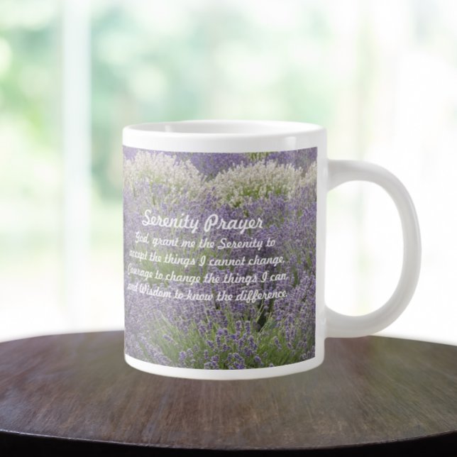 Inspirational Serenity Prayer Lavender Garden Jumbo Mugg (In Situ)