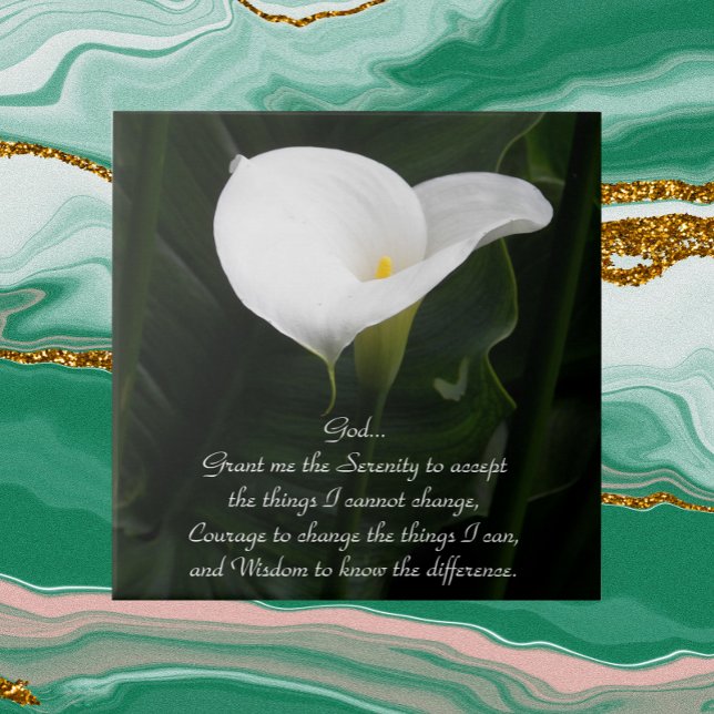 Inspirational Serenity Prayer White Calla Lily Kakelplatta (In Situ)