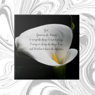Inspirational Serenity Prayer White Calla Lily Kakelplatta