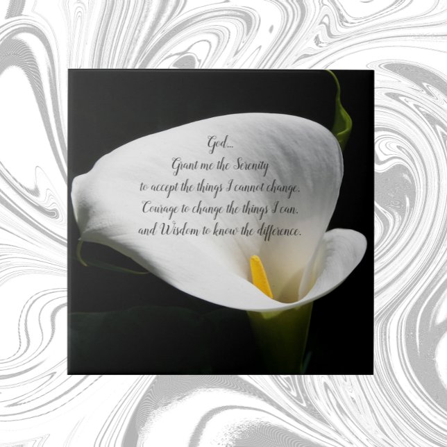 Inspirational Serenity Prayer White Calla Lily Kakelplatta (In Situ)