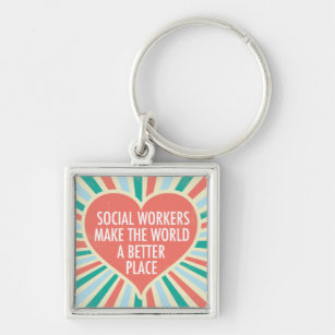 Inspirational Social Work Quoeart Cute Fyrkantig Silverfärgad Nyckelring