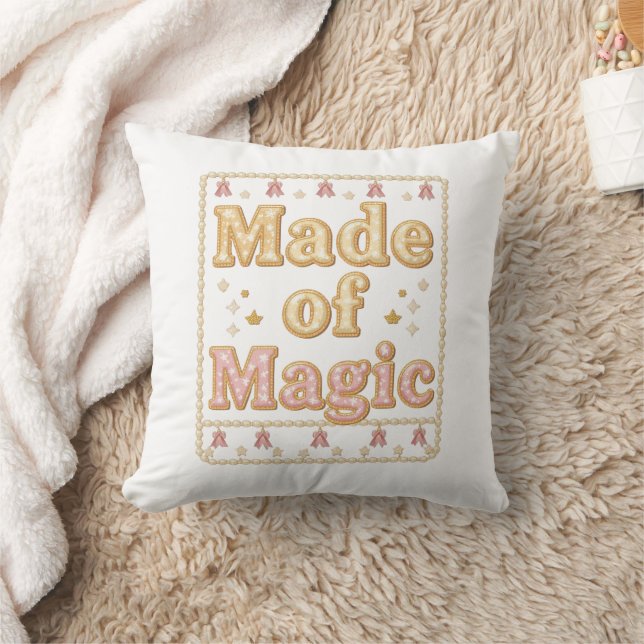 Inspirational Sparkly "Made of Magic" Kudde (Filt)