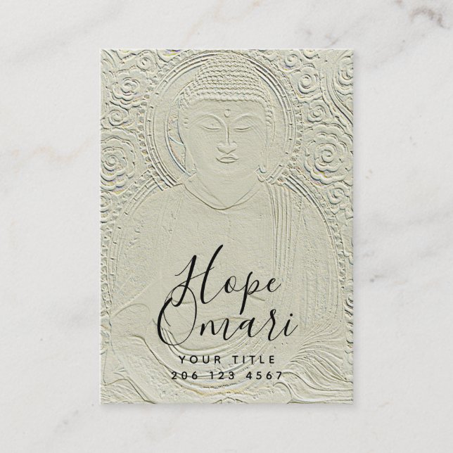 Inspirational Stone Buddha med mindfulness-citat Visitkort (Framsida)
