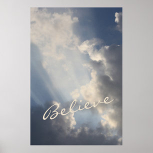 Inspirational Sunbeams Blå himmel Poster