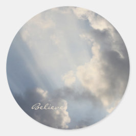 Inspirational Sunbeams Blå himmel Runt Klistermärke