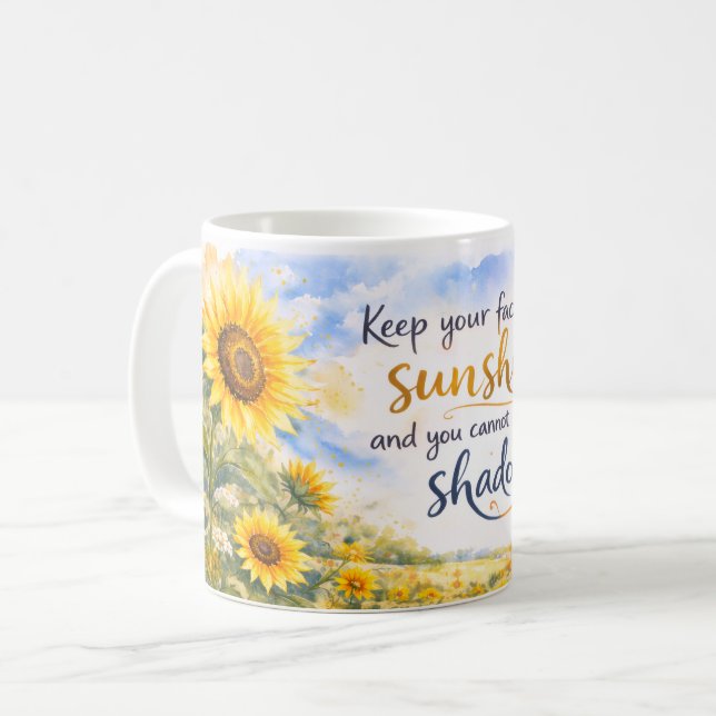 Inspirational Sunflowers – Watercolor Sunflower Kaffemugg (Framsida vänster)