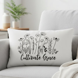 Inspirational Throw Pillow - Cultivate Grace Flora Lumbarkudde