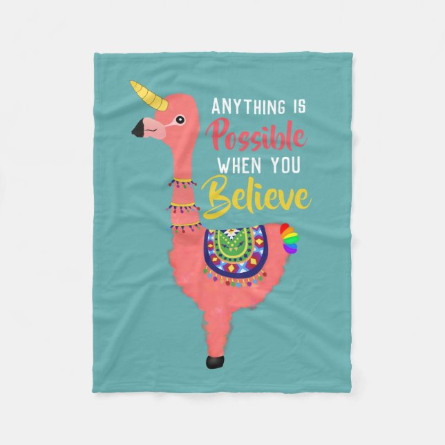 Inspirational Unicorn Flamingo Llama Tro Quote Fleecefilt (Framsidan)